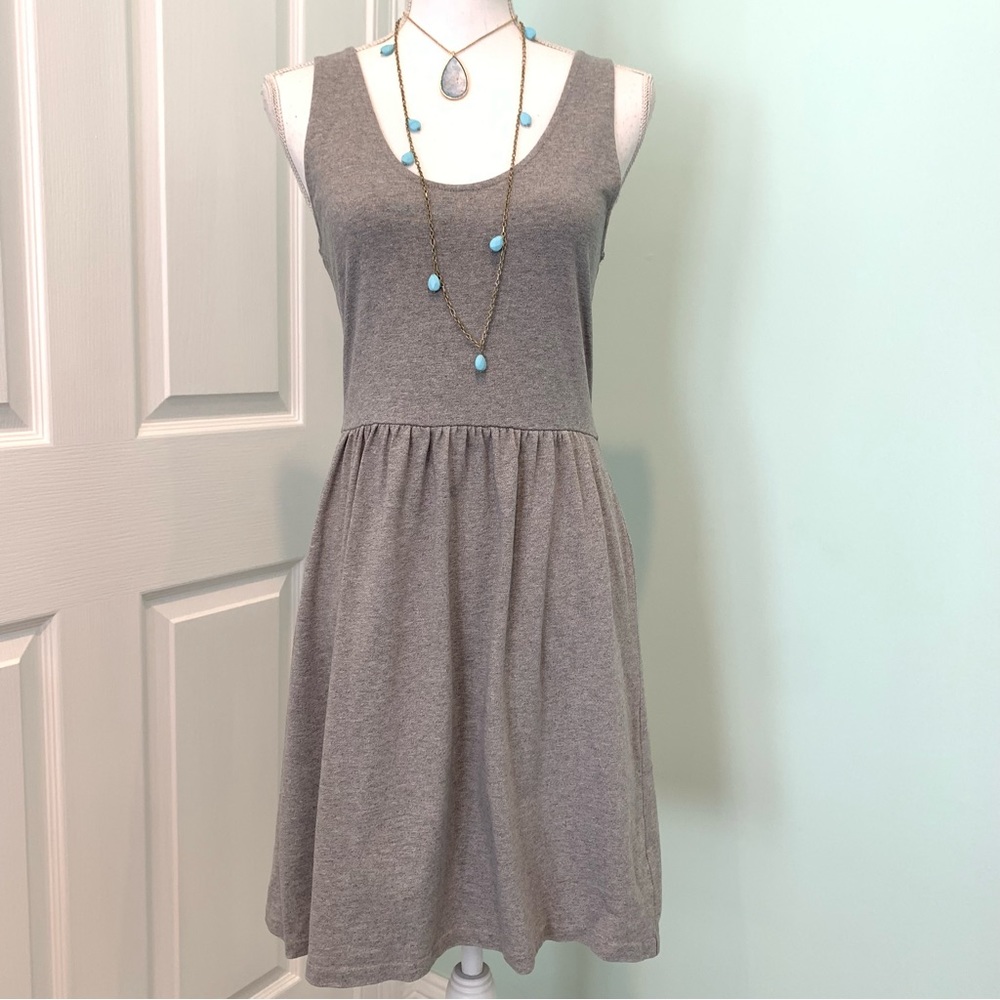 J. Crew Gray Stretch Pleated Jumper Tank Dress Small S
